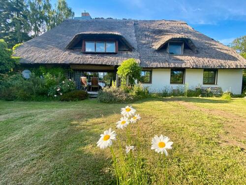 Foto - altes Haus Reetdach Grundstück an der Ostsee