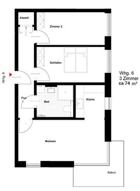 Foto - 3 Zimmer Etagenwohnung zur Miete in Ludwigslust