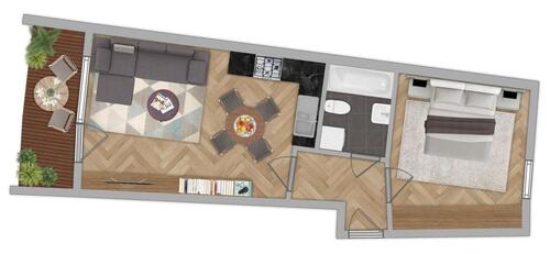 Foto - Helle 2,5-Zimmer-Wohnung mit Balkon (EG), EBK & Badewanne