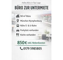 Büro zur Untermiete in München-Nymphenburg – 50 m², EG, Parkplatz