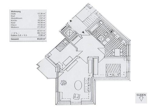 Foto - Helle 3-Zimmer-Dachgeschosswohnung + Balkon+Tiefgaragenstellplatz