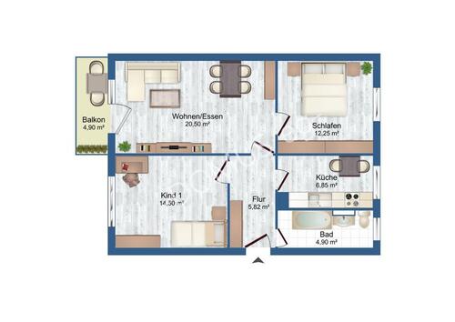 Foto - NEU - frisch renovierte 3 Zimmer mit Balkon und Einbauküche!