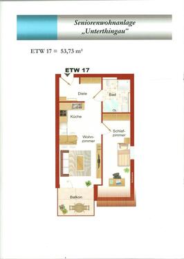 Foto - Seniorenwohnung 53 m² Dachgeschoß, möbliert, Balkon, Aufzug