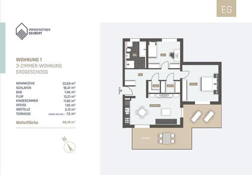 Foto - 3 Zimmer Erdgeschoßwohnung zur Miete in Deggendorf