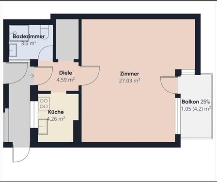 Foto - Nachmieter 1,5 Zimmer Wohnung - 650,00 EUR Kaltmiete,