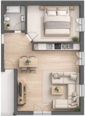 Foto - Lichtdurchflutete 2-Zimmer-Wohnung mit großer Terrasse in Leimen