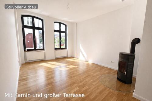 Foto - Stilvolle Altbauwohnung mit Kamin großer Terrasse - opt. möbliert