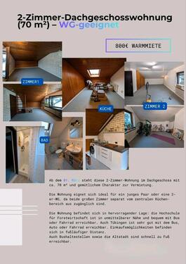 Foto - 2-Zimmer-Dachgeschosswohnung (70m^2) WG-geeignet
