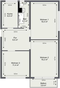 Foto - 3 Zimmer Etagenwohnung in Schwedt (Oder)
