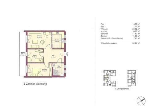 Foto - 3-Zi-Wohnung, 93qm Jena-Nord. Balkon & TG-Stellplatz von privat