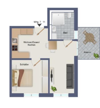 Foto - Moderne 2 ZKB + Loggia - 715,00 EUR Kaltmiete, ca.  49,00 m²