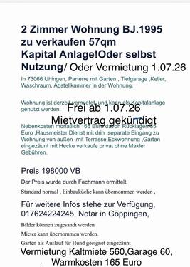 Foto - 2.5 Zimmer Wohnung Uhingen - 198.000,00&nbsp;EUR Kaufpreis, ca.&nbsp; 57,00&nbsp;m&sup2;