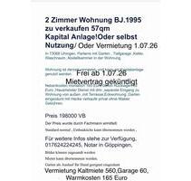 2.5 Zimmer Wohnung Uhingen - 198.000,00&nbsp;EUR Kaufpreis, ca.&nbsp; 57,00&nbsp;m&sup2; in Uhingen (PLZ: 73066)