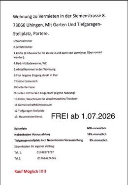 Foto - 1 Zimmer Erdgeschoßwohnung zum Kaufen in Uhingen