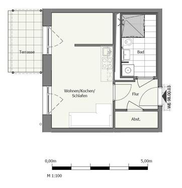 Foto - Neubau Erstbezug 1-Zimmer-Wohnung mit Einbauküche und Terrasse im EG