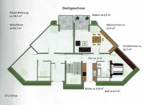 Foto - Wir vermieten eine moderne, neu renovierte 2 Zimmer Wohnung