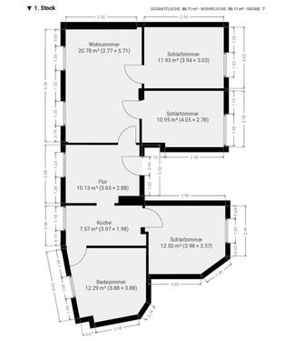 Foto - 4-Zimmer-Wohnung 86qm - 516,00 EUR Kaltmiete,