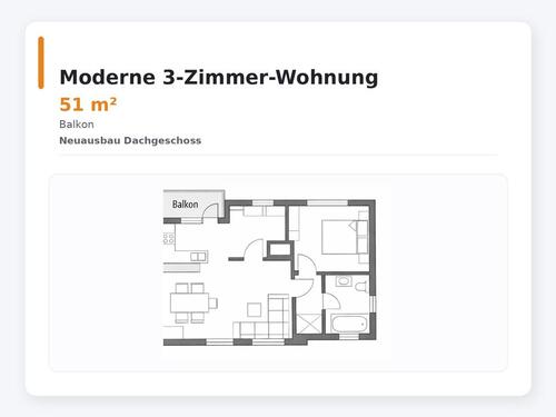 Foto - 3-Zimmer DG-Wohnung mit Balkon – Erstbezug – Bilfingen