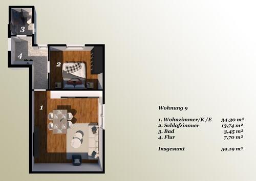 Foto - 2 Zimmer Dachgeschoßwohnung zur Miete in Hemmingen