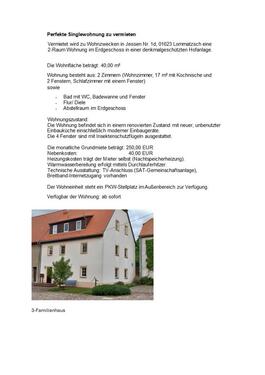 Foto - Perfekte Singlewohnung zu vermieten LommatzschJessen