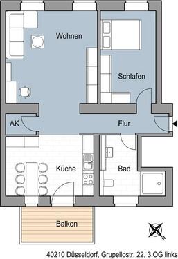 Foto - 3 Zimmer Etagenwohnung zur Miete in Düsseldorf