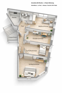 Foto - Etagenwohnung in Halle (Saale) zur Miete