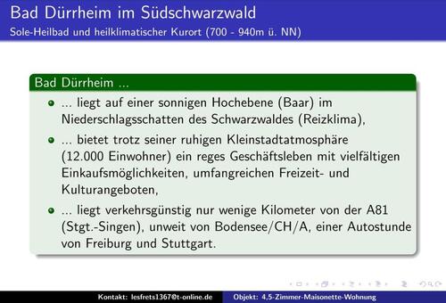 Foto - 4.5 Zimmer Maisonettenwohnung zum Kaufen in Bad Dürrheim