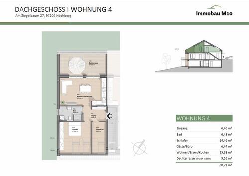 Foto - Dachgeschoßwohnung in Höchberg zur Miete