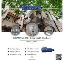 3 Zimmerwohnung mit Balkon, Einbauküche sowie modernen Bad mit Wanne & Dusche - Leipzig Süd