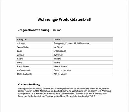 Foto - 3-Zimmer Wohnung in Konzen - 700,00&nbsp;EUR Kaltmiete, ca.&nbsp; 86,00&nbsp;m&sup2;