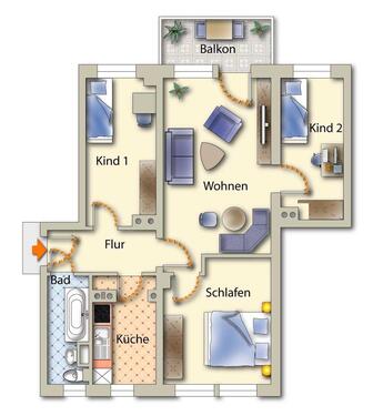 Foto - 4 Zimmer Erdgeschoßwohnung zur Miete in Freiberg