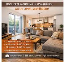 Exklusive 3 Zimmer Wohnung - voll möbliert & All-In - Osnabrück Gretesch