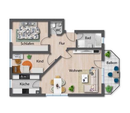 Foto - 3,5 Zi. ETW GP -Bergfeld mit Garage & separater Stellplatz