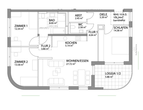 Foto - 4 Zimmer Etagenwohnung in Althengstett