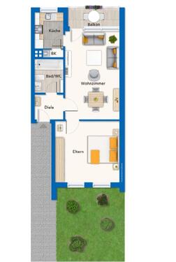 Foto - 2-Zimmer Kernsanierte Erdgeschosswohnung Balkon, Garage & Garten