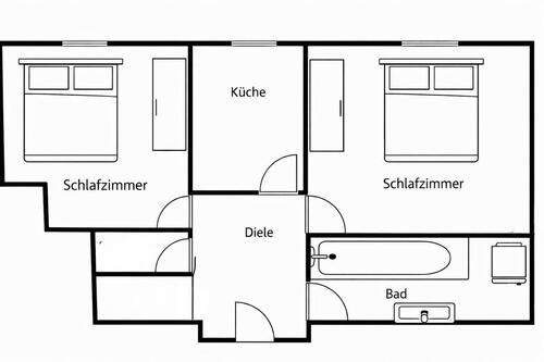 Foto - Wohnung 2ZKB für 2er WG mit Wohnküche