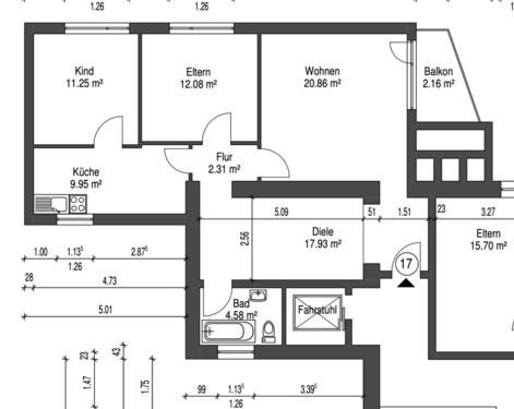 Foto - Sehr helle sanierte 3-Zimmer-Wohnung mit Balkon