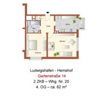 Teilmöblierte 2-Zimmer-Wohnung mit Balkon und Einbauküche in Ludw - Ludwigshafen am Rhein Ludwigshafen-Hemshof