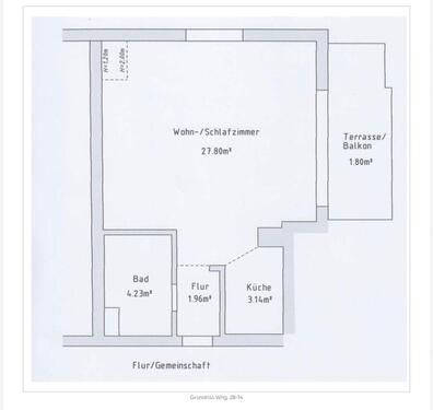 Foto - 1-Zimmer Wohnung Bensheim Stadtmitte, Balkon, Küche