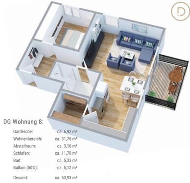 Foto - Moderne 2-Zimmer-Wohnung in Neubau in Münster-Roxel
