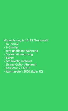 Foto - Mietwohnung in 14193 Grunewald - 1.550,00&nbsp;EUR Kaltmiete, ca.&nbsp; 70,00&nbsp;m&sup2;
