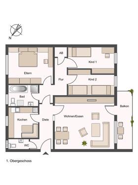 Foto - 4 Zimmer Wohnung mit Garage - 950,00&nbsp;EUR Kaltmiete, ca.&nbsp; 101,00&nbsp;m&sup2;