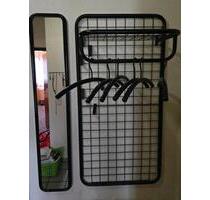 schwarze Garderobe Kleiderstange mit Spiegel&Kleiderbügel - Ahaus