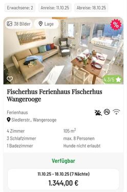 Foto - Ferienhaus Wangerooge (11.-18.10.2025) bis zu 8 Personen