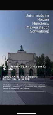 Foto - UNTERMIETE für 1 Jahr ab Januar 26 (MaxvorstadtSchwabing-West)