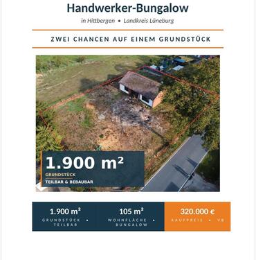 Foto - Haus Handwerker-Bungalow in Hittbergen- 105qm + 1.900qm PRIVAT‼️