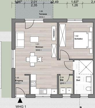 Foto - 2 ZKB Neubau Terrasse Wohnung in Thörnich
