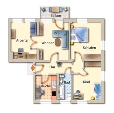 Foto - 4 Raum Wohnung mit Balkon, Wanne und Küche