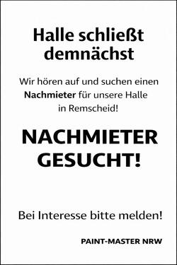 Foto - Halle Werkstatt Aufbereitungshalle Smart Repair NACHMIETER GESUCH