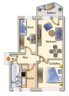 Foto - 3 Zimmer Etagenwohnung zur Miete in Freiberg
